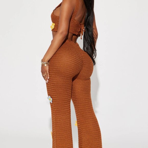 Floral Fields Crochet Pant Set - Mocha - Picture 4 of 5
